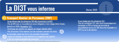 Chaque mois, la DITTT traite quelques sujets intéressant le public